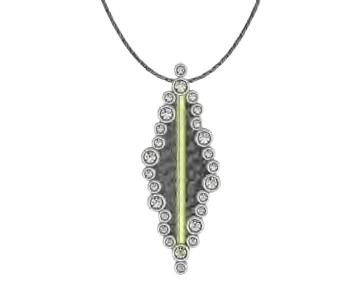 Silver Pendant Yellow Gold White CZ + Chain